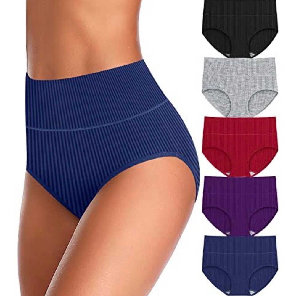 UMMISS Women Cotton Tummy Control High Waisted Plus Size Briefs 5 Pack 3XL 4XL
